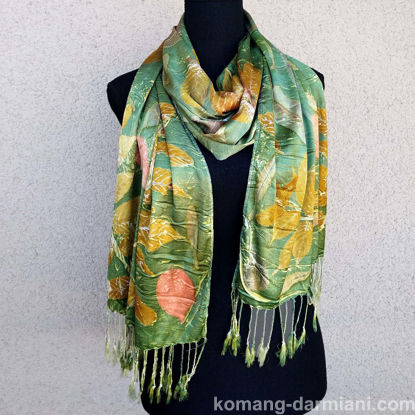 Picture of Botanical Print Silk Scarf in Green