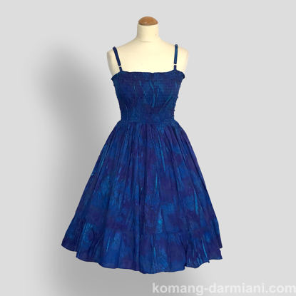 Gambar Batik Print Summer Dress - Deep Blue Shades