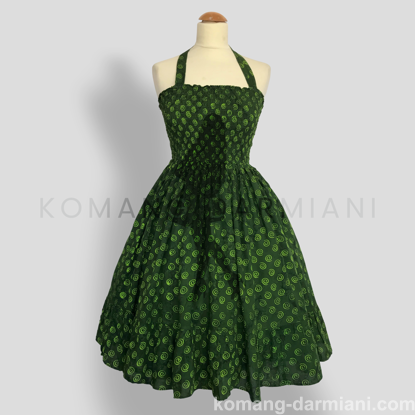 Gambar Batik Print Summer Dress - Green Spirals