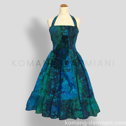 Gambar Batik Print Summer Dress - Green/Blue