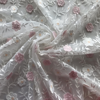 Picture of 3D flowers lace white rose pink Fabric by yard