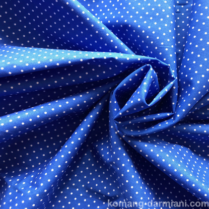 Gambar Small Polka Dot Poly Cotton White Dots on Royal Blue Fabric