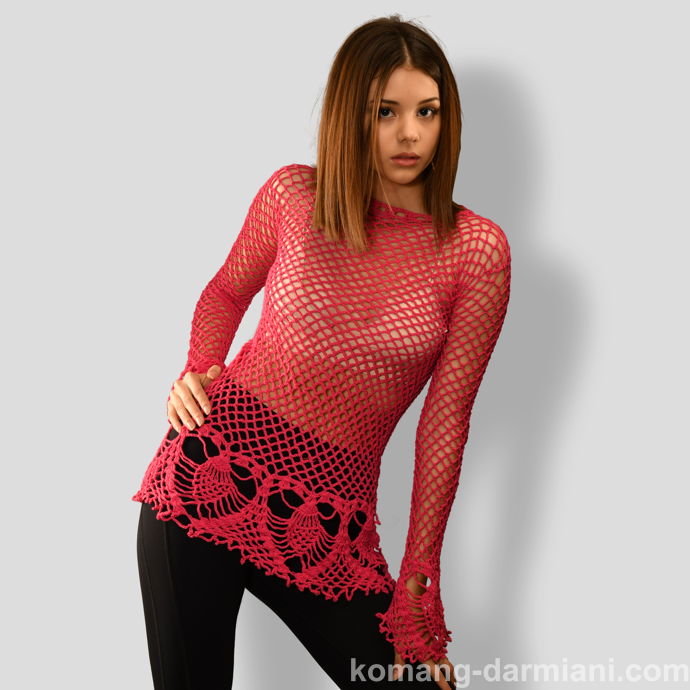 Picture of Handmade Crochet top - Red/Deep pink