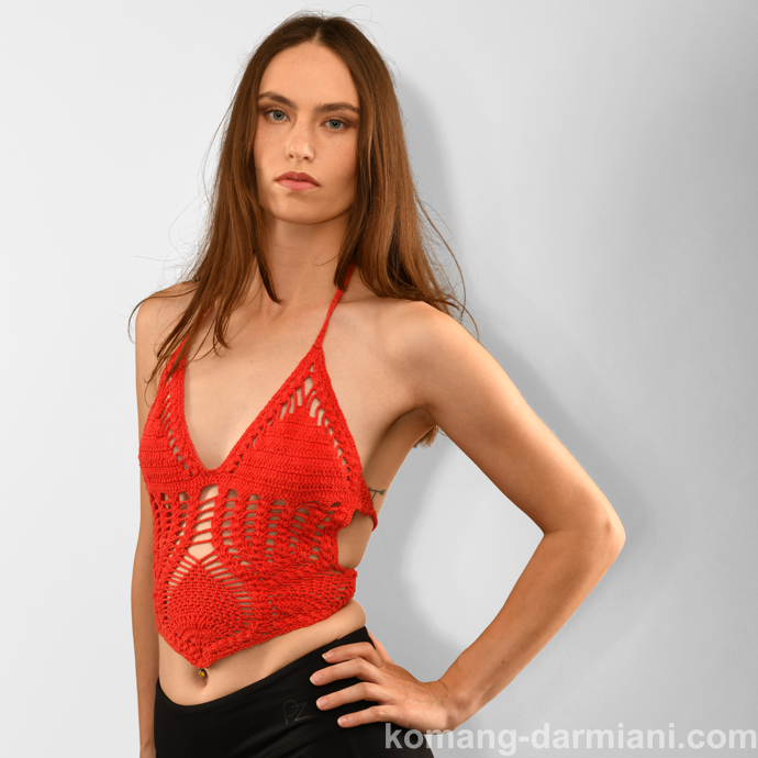 Picture of Shaped Lingerie Red Crochet top