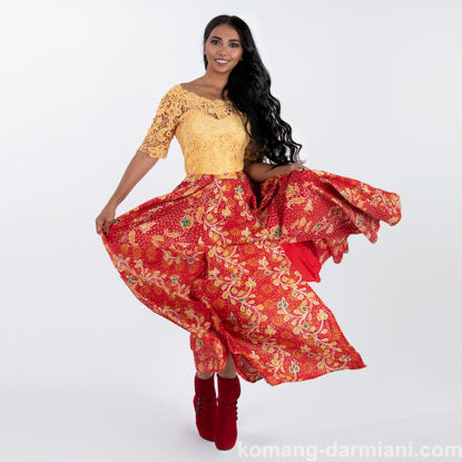 Picture of Balinese influenced party dress - red/yellow