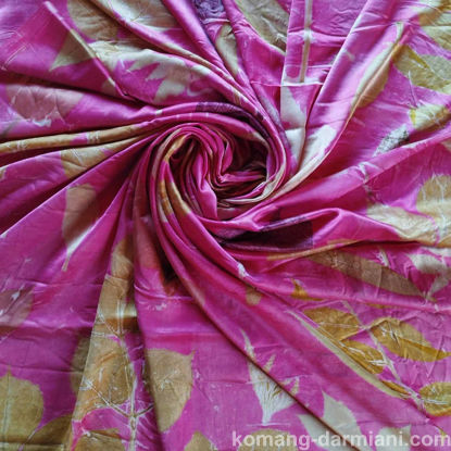 Picture of Hand Dyed Botanical Print fabric Silk in Pink