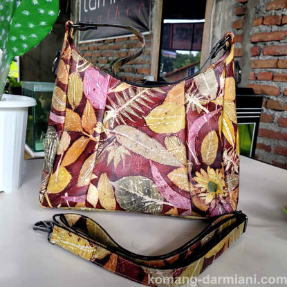 Gambar Botanical Leather Hobo Bag with Shoulder and Long Straps