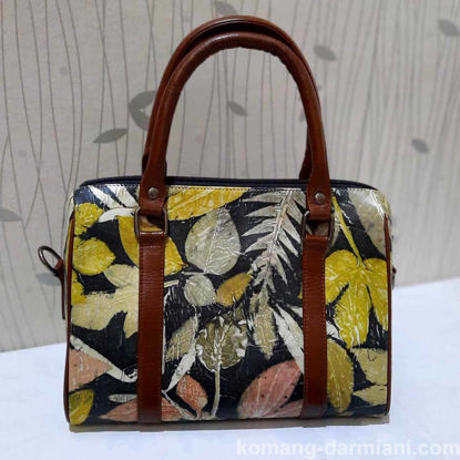 Gambar Botanical Bliss black yellow Leather Handbag | Komang Darmiani