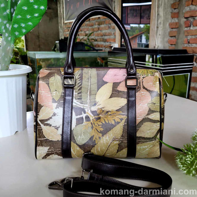 Picture of Botanical Bliss Brown Green Leather Handbag | Komang Darmiani