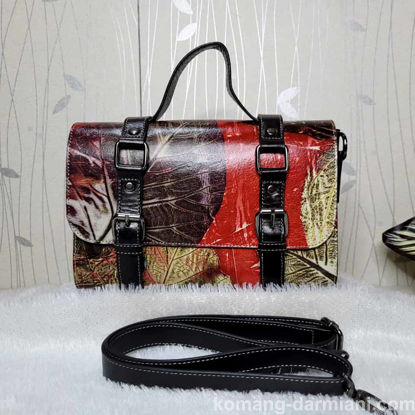 Gambar Botanical Compact ladies handbag red black | Komang Darmiani