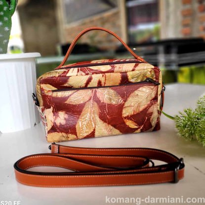 Picture of Nature-Inspired Botanical Print Leather Handbag for Women | Komang Darmiani