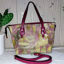 Picture of Nature-Inspired pink Botanical Print Leather Shopping Bag with black handles