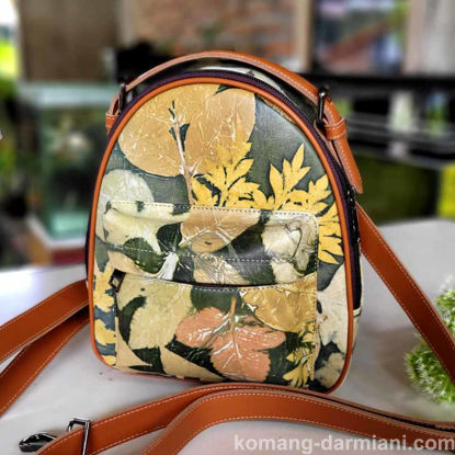 Picture of Botanical Print Mini Backpack - Green yellow peach