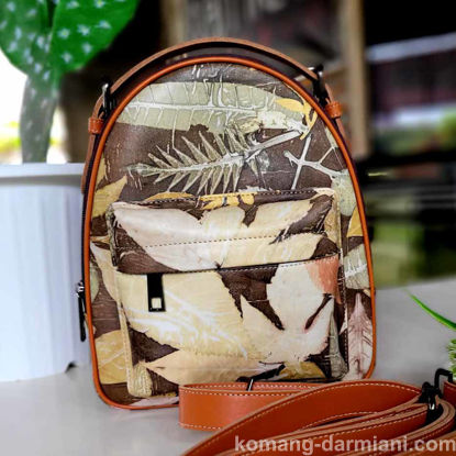 Picture of Botanical Print Mini Backpack - brown yellow
